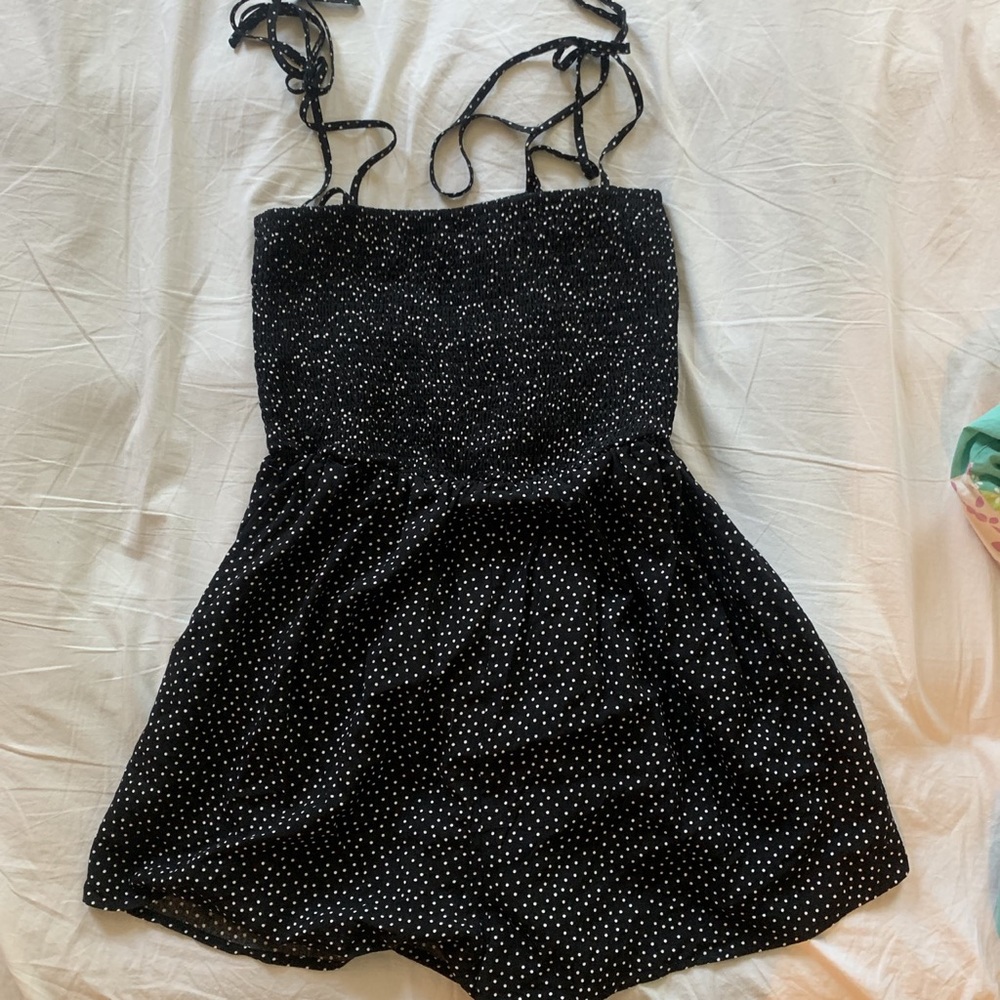 Black with white polka dot romper from forever 21